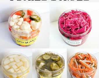 Seoulmate Pickle Variety Bundle – Authentic Korean Ferments, Probiotic-Rich, Bold Flavors, Handmade in USA, Five 16 oz Jars