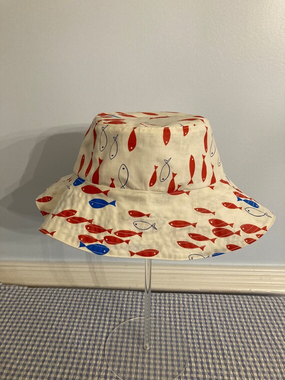 BUCKET HAT Water Resistant Lined Reversible FISH 