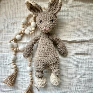 MADE TO ORDER | Rabbit Crochet Lovey | Bunny Stuffed Animal | Crochet Bunny Knotted Lovey