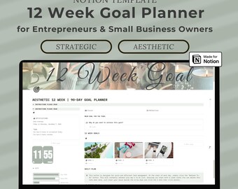 12 Week Goal Setting Productivity Planner, 90-Day Goal Planner Notion Template Habit Tracker Goal Tracker Quarterly Planner Notion Dashboard