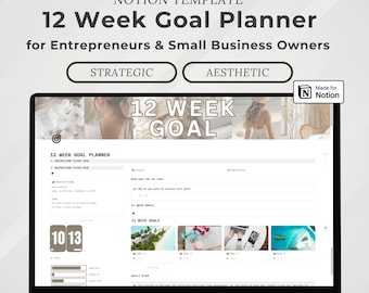 12 Week Goal Setting Productivity Planner 90-Day Goal Planner Notion Template, Habit Tracker Goal Tracker Quarterly Planner Notion Dashboard