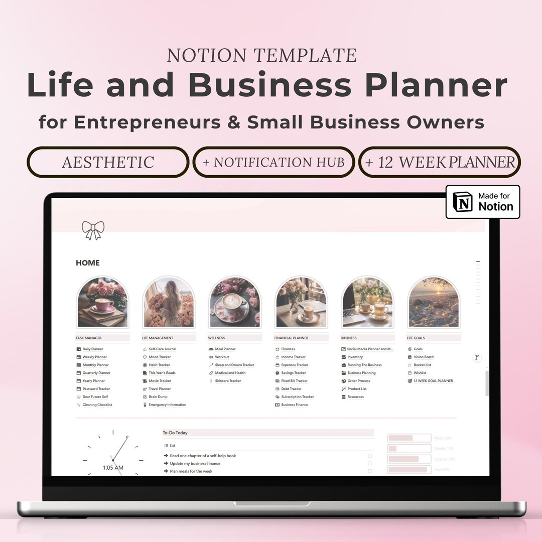Notion Template Life Planner and Business Planner, All in One Notion ...