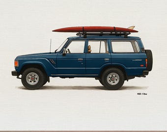 Stampa artistica di Toyota Land Cruiser FJ60 Surf – Illustrazione vintage di un 4x4 (download digitale)