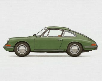 Illustrazione della Porsche 912 del 1966 – Stampa di un'auto classica tedesca (download digitale)
