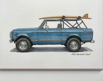 Stampa International Harvester Scout del 1973 – Arte murale 4x4 in stile surf (download digitale)