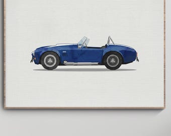 Illustrazione della Shelby Cobra del 1966, quadro da parete con roadster classica (download digitale)