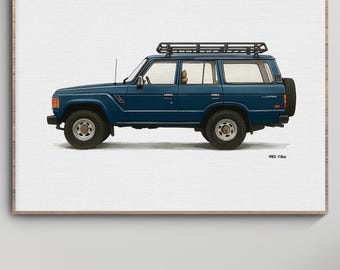 Illustrazione della Toyota Land Cruiser FJ60 del 1985 – Overland Wall Art (download digitale)