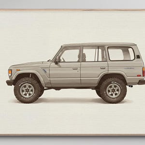 Impresión artística digital del Toyota FJ60 Land Cruiser: ilustración estilo acuarela, póster de todoterreno clásico, arte de pared vintage 4x4 imprimible