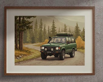Stampa artistica Toyota Land Cruiser FJ60 – Scena di montagna autunnale nello Utah (download digitale)