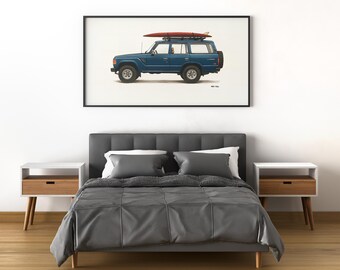 Toyota Land Cruiser FJ60 Surf Art Print – Vintage 4x4 Illustration