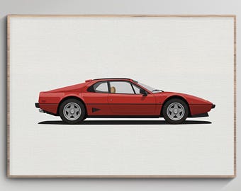 Stampa artistica Ferrari 512 BBi - Illustrazione vettoriale della supercar degli anni '80 (download digitale)