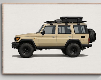 Toyota Land Cruiser Serie 70 Overlanding Art / Stampa 4x4 sulla sabbia del deserto (download digitale)