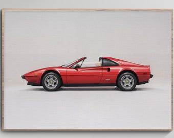 Illustrazione della Ferrari 308 GTS – Arte murale di un'auto sportiva degli anni '80 (download digitale)