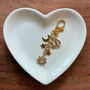 Celestial Charm Keychain: Sun, Moon & Stars - Gold Tone Bag Clip