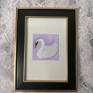 Elegant Swan Watercolor Painting - Serene Bird Art, Framed Original Artwork