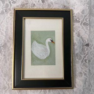 Elegant Swan Watercolor Painting - Serene Bird Art, Framed Original Artwork
