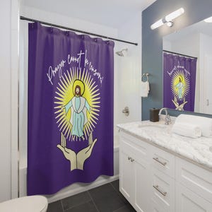 PRAYER CANNOT Be CENSORED:  100% Polyester Patriotic Christian Shower Curtain