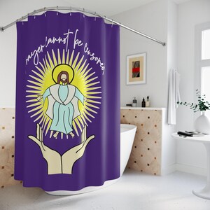 PRAYER CANNOT Be CENSORED:  100% Polyester Christian Shower Curtain