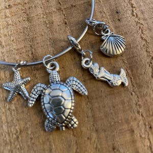 Mermaid and turtle ocean themed charm bracelet