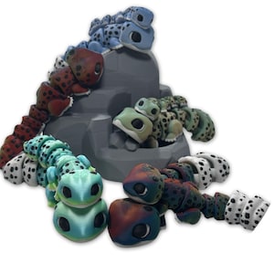 3D Printed Leopard Gecko Articulated Fidget Toy, Chunky Sensory Desk Decoration, Customizable Gift, Colorful Miniature Animal Pocket Pet