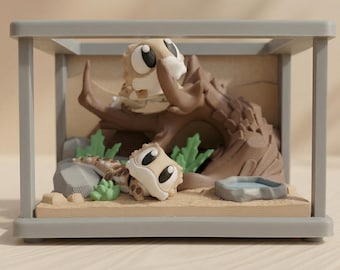 Bearded Dragon Diorama, 3D Printed Lizard Terrarium Display, Miniature Desk Decor, Reptile Lover Gift