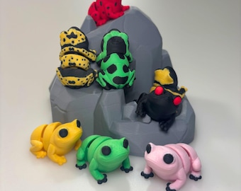 3D Printed Articulated Dart Frog, Flexible Posable Fidget Toy, Frog Lover Gift