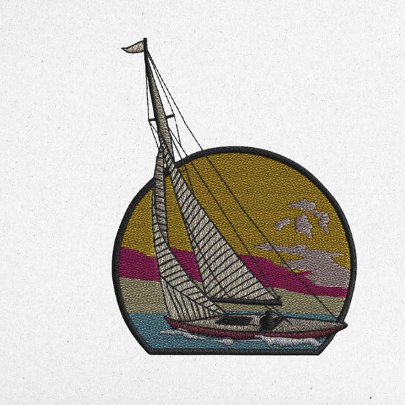 Sailboat Embroidery Design - Nautical Machine Embroidery Pattern | Instant Download | dst, pes, vp3, jef, exp, sew, xxx, pcs