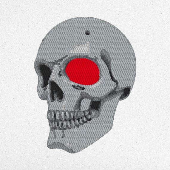 Cyber Skull Embroidery Design - Digital Machine Embroidery File | Instant Download | dst, exp, pes, pcs, sew, vp3, jef, jef+, xxx”