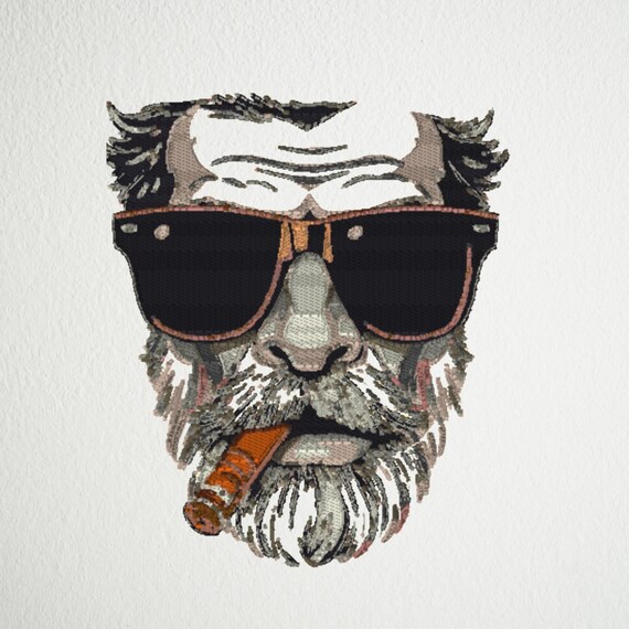 Vintage Bearded Man Embroidery Design - Digital Machine Embroidery File | Instant Download | dst, exp, pes, pcs, sew, vp3, jef, jef+, xxx