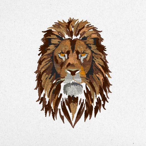 Majestic Lion Embroidery Design - Digital Machine Embroidery File | Instant Download | dst, exp, pes, pcs, sew, vp3, jef, jef+, xxx