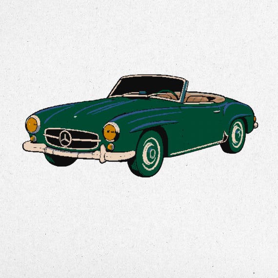Classic Mercedes Benz Embroidery Design | Vintage Car Machine Embroidery File | Instant Download | dst, pes, jef, vp3, exp, xxx, sew, pcs