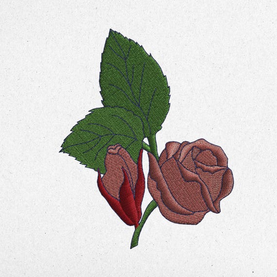 Elegant Floral Embroidery Design – 3 Sizes | Botanical Flower Machine File | Instant Download | dst, pes, jef, vp3, exp, sew, xxx, pcs