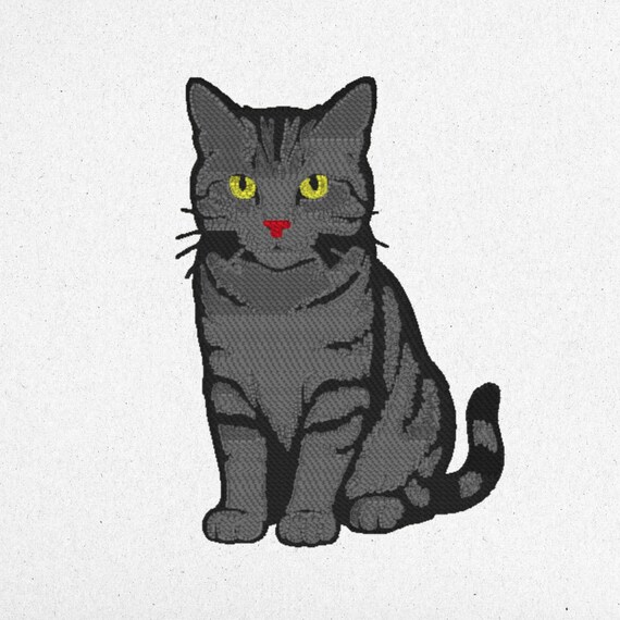 Cute Cat Cartoon Embroidery Design – 3 Sizes | Digital Machine File | Instant Download