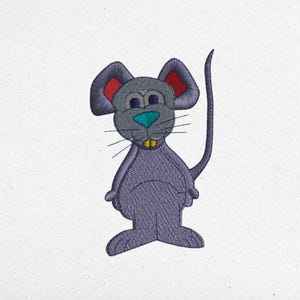 Cute Cartoon Mouse Embroidery Design - Digital Download | dst pes jef vp3 exp XXX | 3 Sizes | Kids Patch Machine Embroidery File