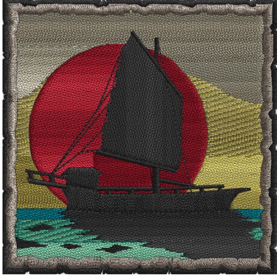 Sailing Boat Embroidery Design – 3 Sizes | Nautical Ocean Theme Machine File | Instant Download | dst, pes, jef, vp3, exp, xxx, sew, pcs