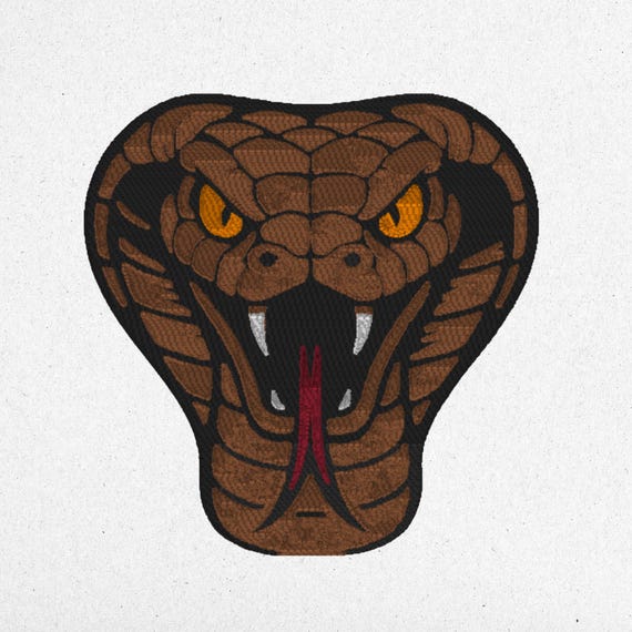 Snake Head Embroidery Design – 3 Sizes | Fierce Animal Machine File | Instant Download | dst, pes, jef, vp3, exp, xxx, sew, pcs