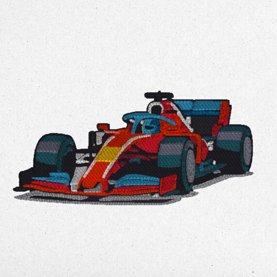 Formula 1 Race Car Embroidery Design – 3 Sizes | Digital Machine File | Instant Download | dst pes jef vp3 exp xxx sew pcs