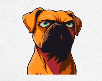 Grumpy Pug Embroidery Design – Detailed Dog Art (Digital File)