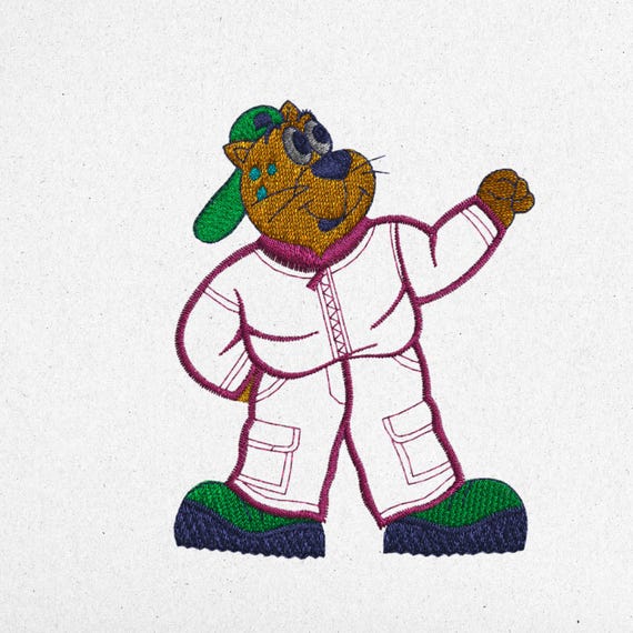Cool Cat Cartoon Embroidery Design | Instant Download | Machine Embroidery File: dst, pes, jef, vp3, sew, xxx | Kids Fashion Patch