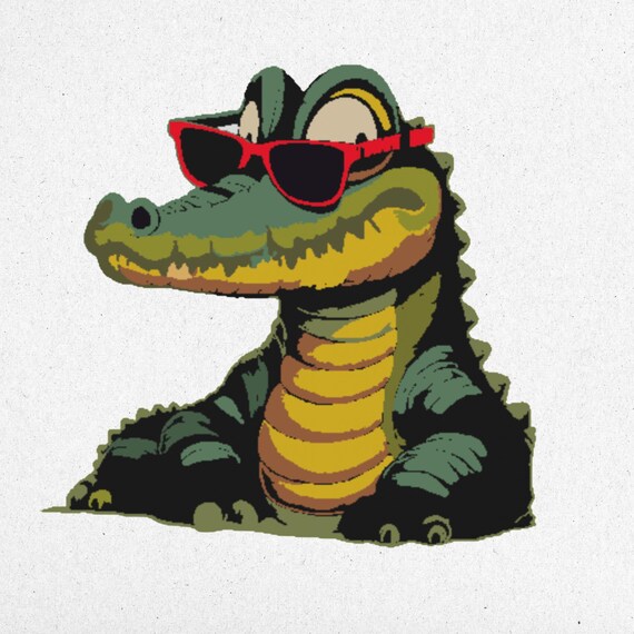 Cool Crocodile Embroidery Design - Instant Digital Download | Multi-Size | High-Quality Stitching