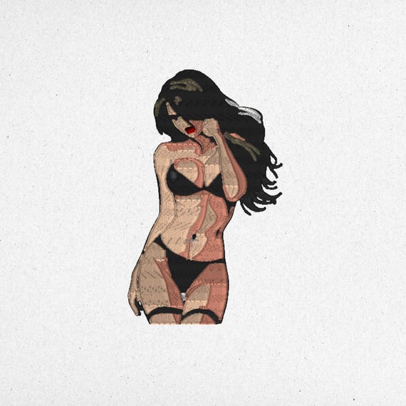 Sexy Woman Embroidery Design - Digital Machine Embroidery File | 6x10cm, 11x18cm, 15x25cm | Instant Download