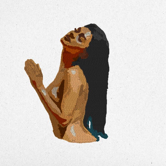 Turkish Hammam Embroidery Design - Elegant Woman Bathing Pose | Digital Machine Embroidery File | Instant Download | 16 Colors
