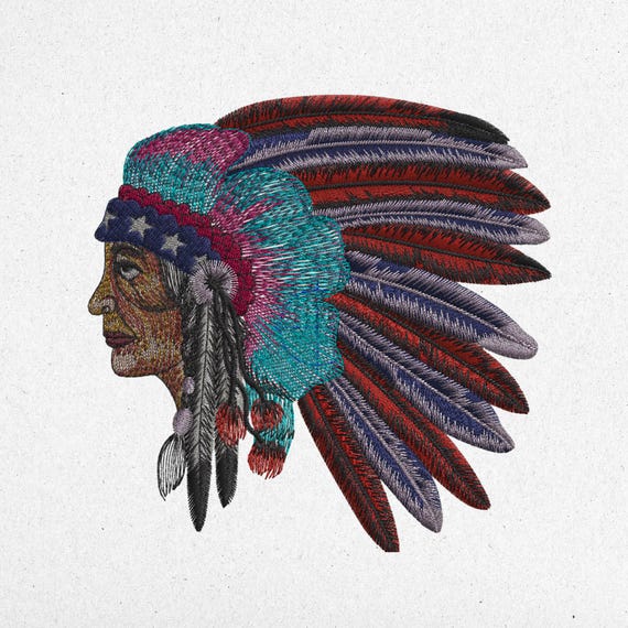 Native American Chief Embroidery Design - Digital Machine Embroidery File | Instant Download | dst, exp, pes, pcs, sew, vp3, jef, jef+, xxx