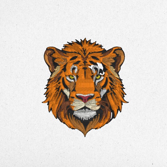 Tiger Head Embroidery Design - Digital Machine Embroidery File | 27x31cm, 15x17cm, 8x9cm | Instant Download