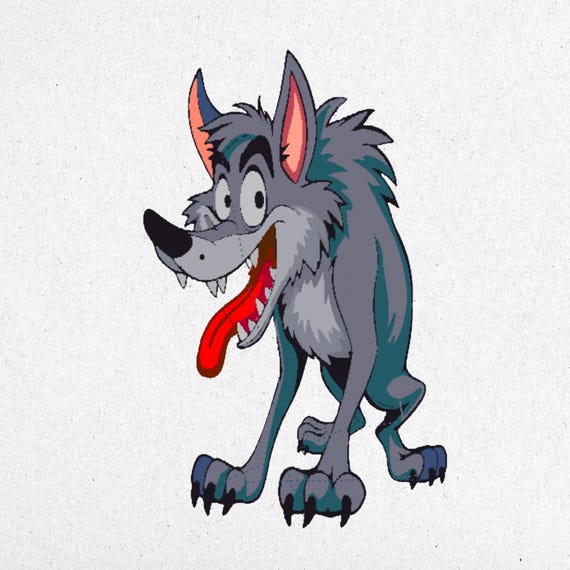 Cartoon Wolf Embroidery Design - Digital Machine Embroidery File | 18x28 cm | Instant Download