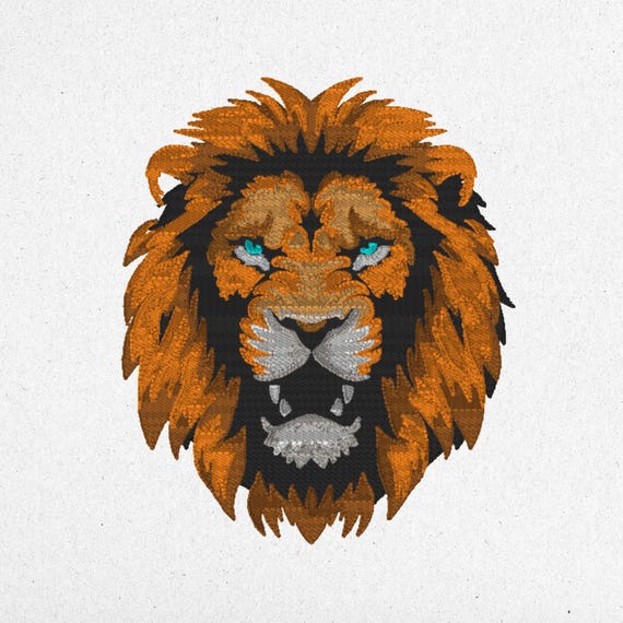Fierce Lion Embroidery Design | pes, dst, exp, hus, jef, vp3, vip, pcs, sew, xxx, tap, csd, pcm, pcsmac, shv, dsz | Instant Download