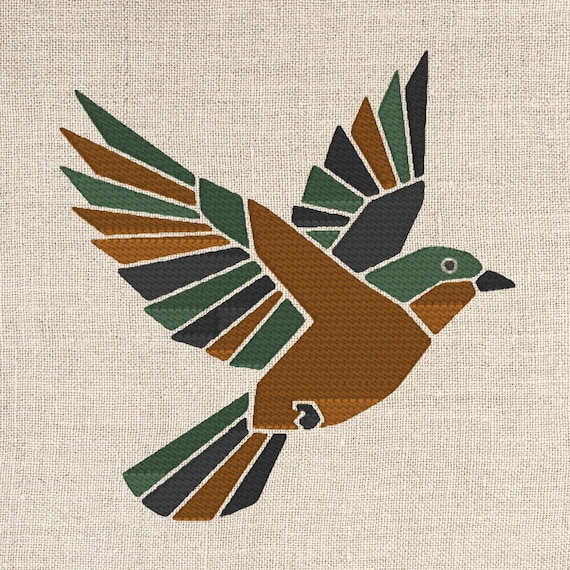 Geometric Bird Embroidery Design, Modern Quilt Block Pattern, Flying Bird pes dst jef exp vp3 Machine Embroidery File Instant Download