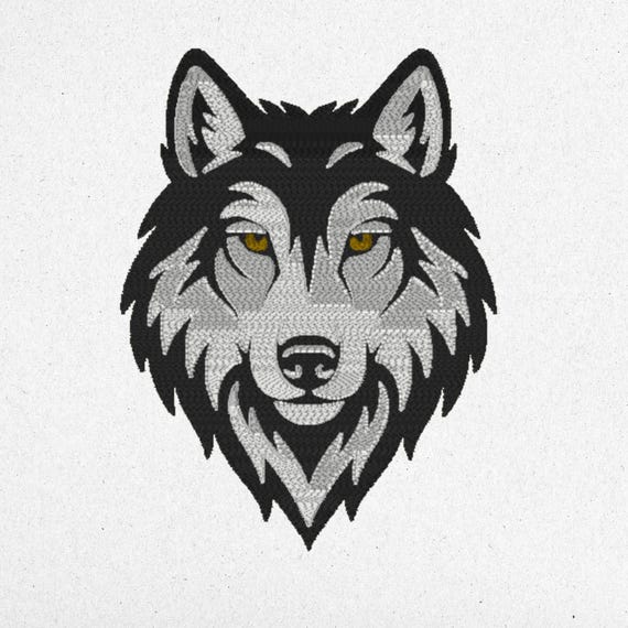 Majestic Wolf Embroidery Design – 3 Sizes | Realistic Animal Stitch | Instant Download