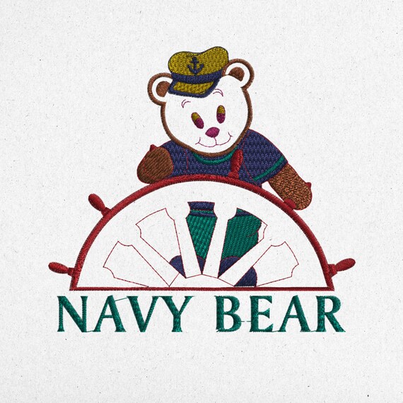 Navy Bear Embroidery Design - Digital Machine Embroidery File | Instant Download | dst, pes, exp, vp3, jef, sew, xxx, pcs, jef+