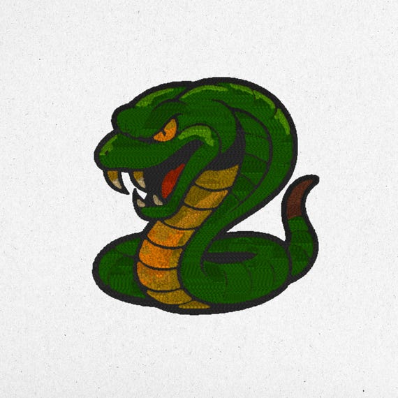 Snake Embroidery Design – 3 Sizes | Jungle Snake Patch | Machine Embroidery File | Instant Download | dst, pes, jef, vp3, exp, xxx, sew, pcs